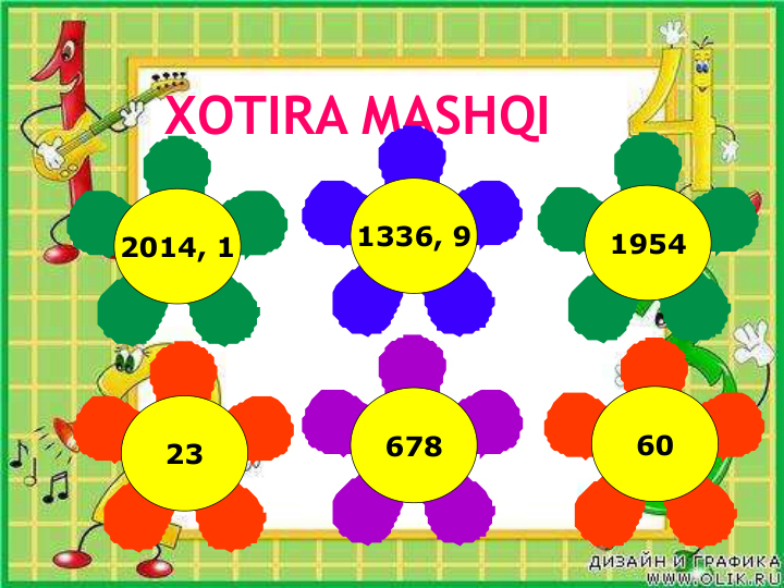 XOTIRA MASHQI
2014, 1
1336, 9
1954
60
678
23
