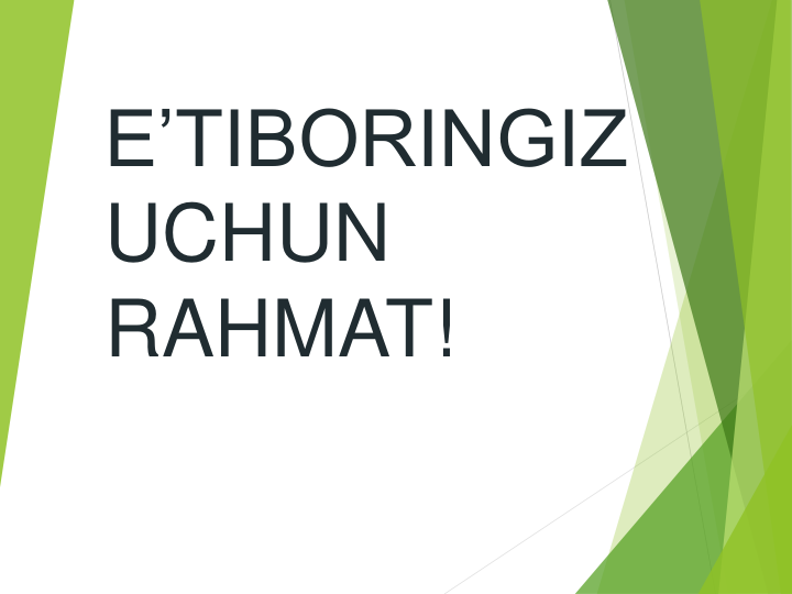 E’TIBORINGIZ 
UCHUN 
RAHMAT!
