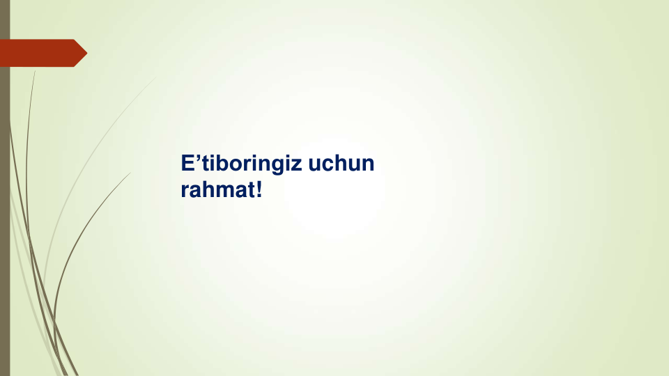 E’tiboringiz uchun
rahmat!
