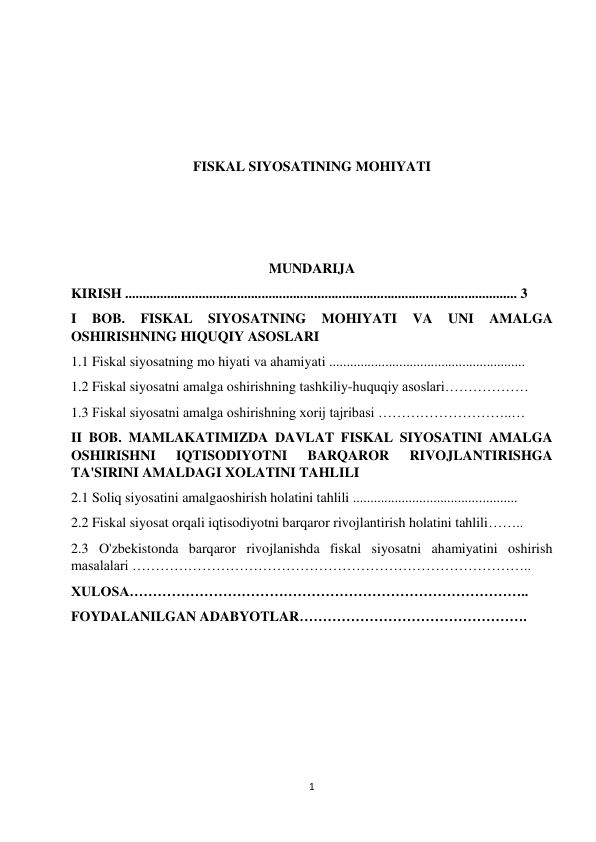 FISKAL SIYOSATINING MOHIYATI