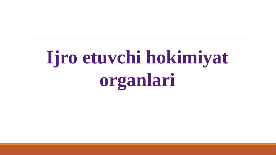  
                      
Ijro etuvchi hokimiyat 
organlari

