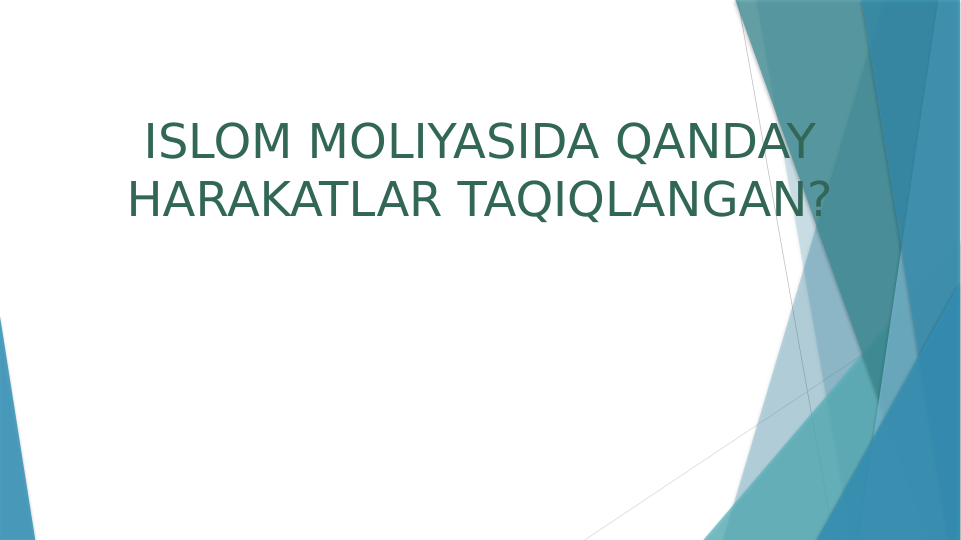 ISLOM MOLIYASIDA QANDAY 
HARAKATLAR TAQIQLANGAN?
