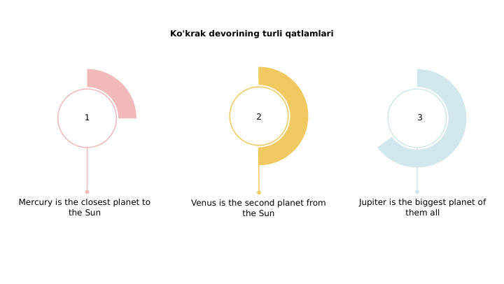 Ko'krak devorining turli qatlamlari
Venus is the second planet from 
the Sun
Mercury is the closest planet to 
the Sun
Jupiter is the biggest planet of 
them all
1
2
3
