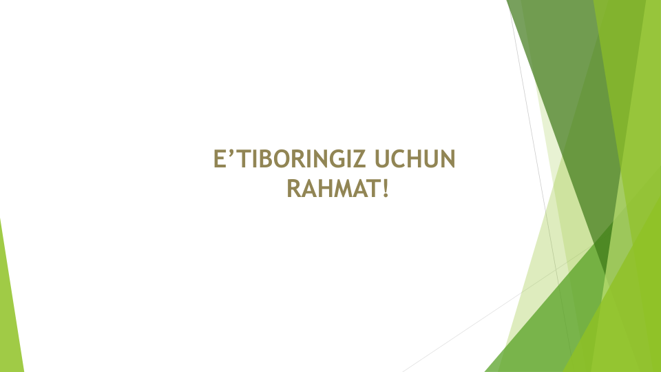 E’TIBORINGIZ UCHUN
RAHMAT!
