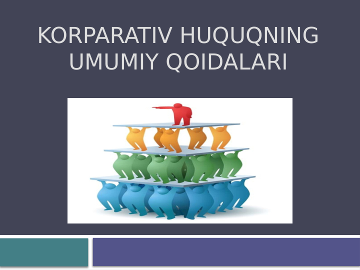 KORPARATIV HUQUQNING 
UMUMIY QOIDALARI
