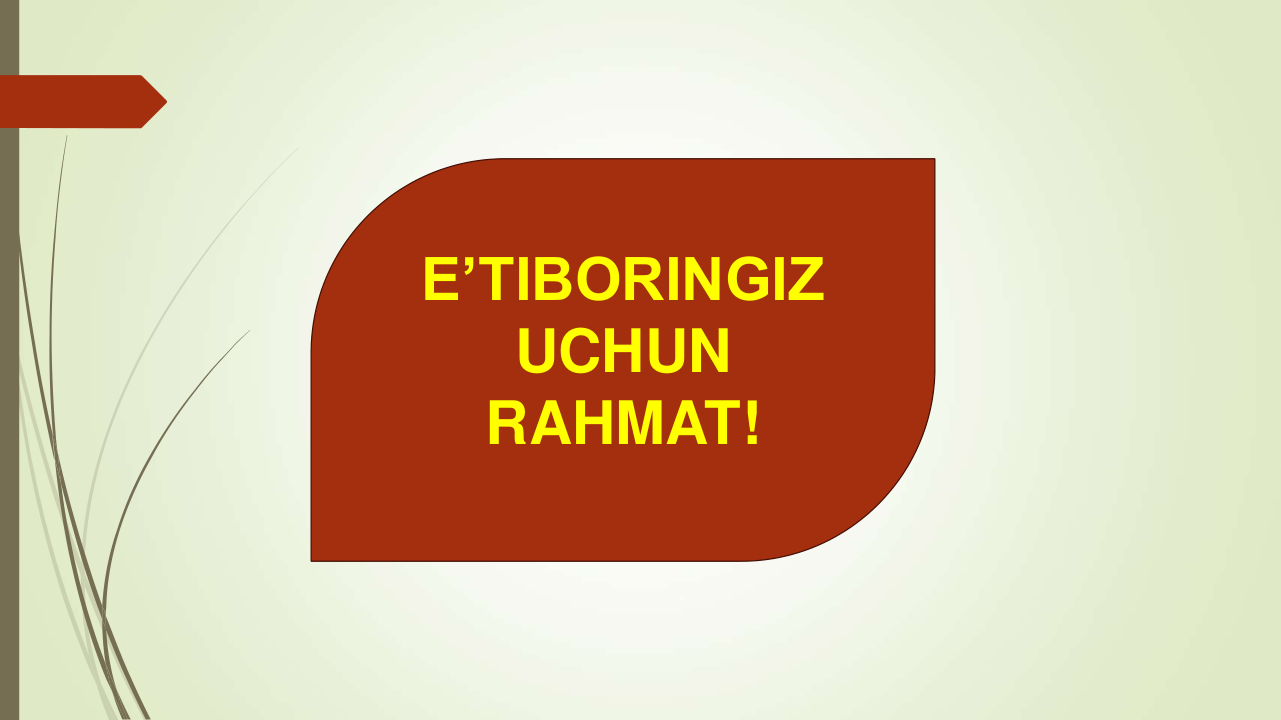 E’TIBORINGIZ 
UCHUN 
RAHMAT!
