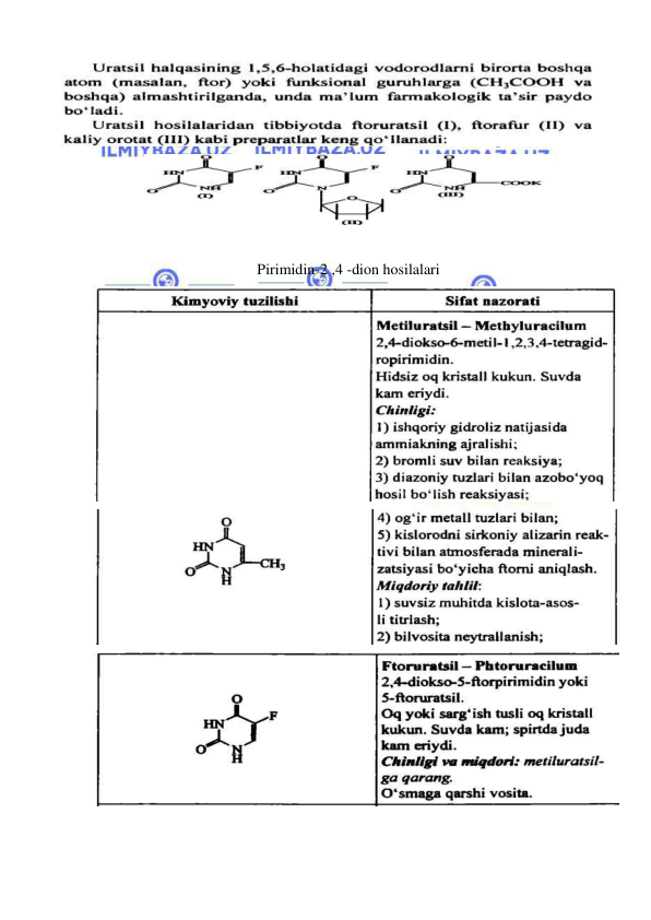  
 
 
 
 
Pirimidin-2 ,4 -dion hosilalari 
 
 
 
