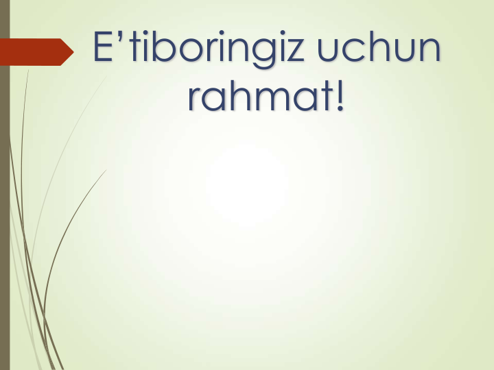 E’tiboringiz uchun 
rahmat!
