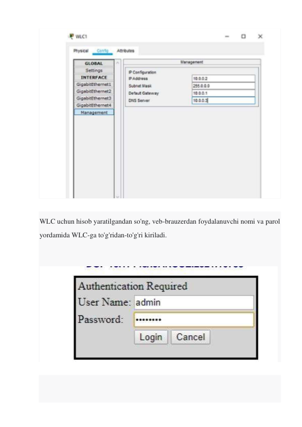 20 
 
 
 
WLC uchun hisob yaratilgandan so'ng, veb-brauzerdan foydalanuvchi nomi va parol 
yordamida WLC-ga to'g'ridan-to'g'ri kiriladi. 
 
 
 
 
 
 
