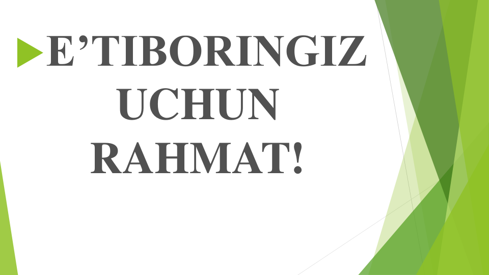 E’TIBORINGIZ 
UCHUN 
RAHMAT!
