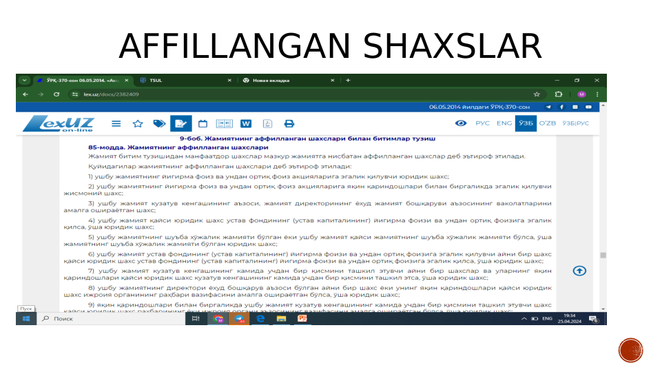 AFFILLANGAN SHAXSLAR
